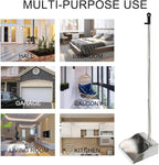 3 Pack Stainless Steel Dustpan Metal Dustpan with Handle Heavy Duty Dust Pan Upright Dust Pan for Home Office Lobby