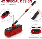 Car Duster Exterior Scratch Free,Car Dust Brush with Extendable Telescoping Handle to Remove Pollen,Dusters for Truck,RV and Motorcycle,Large Mop Head, Wax Cotton Hair，Auto Care