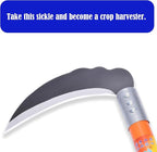1pce 380mm/14.96in Carbon Steel Billhook Brush Clearing Sickle for Grass,Weeding Tools for Garden,Curved Sawtooth Sickle,Machete Axe for Cutting Trees,Steel Blade Knife in Hand