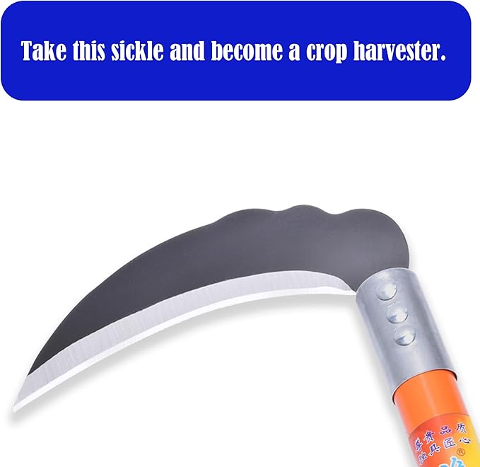 1pce 380mm/14.96in Carbon Steel Billhook Brush Clearing Sickle for Grass,Weeding Tools for Garden,Curved Sawtooth Sickle,Machete Axe for Cutting Trees,Steel Blade Knife in Hand
