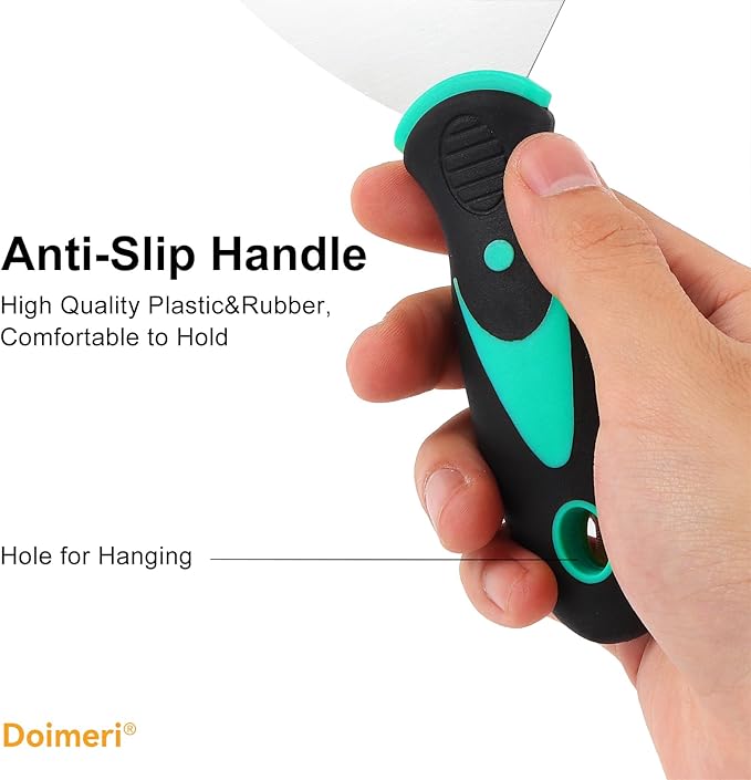 6 Pack Putty Knife, 1” 1.5” 2” 3” 4” 5” Spackle Knives, Premium Stainless Steel Paint Scraper, Perfect Tools for Repairing Drywall, Removing Wallpaper, Applying Mud or Plaster