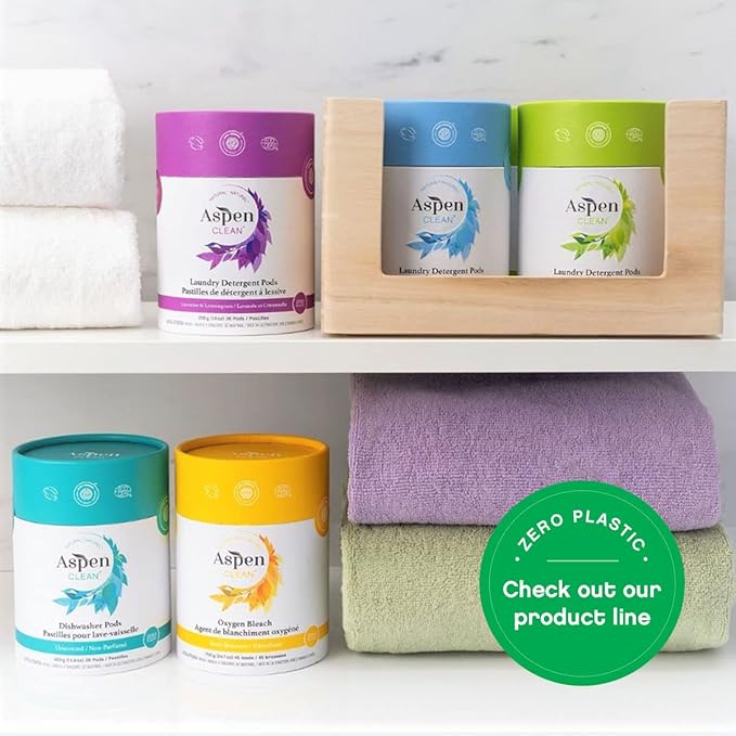 Unscented Laundry Pods by AspenClean, New and Improved Packaging, Zero Plastic, Non-Bio, Vegan, Hypoallergenic Natural Laundry Detergent, EWG Verified™ - 36 Count (3 Pack)