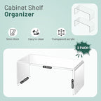 Clear Cabinet Shelf Organizers, 2 Pack Shelf Risers Kitchen Cabinets, Spice Rack for Dishes, Soda Cans and Cup（11.8 x 4.72 x 4.72 Inch）