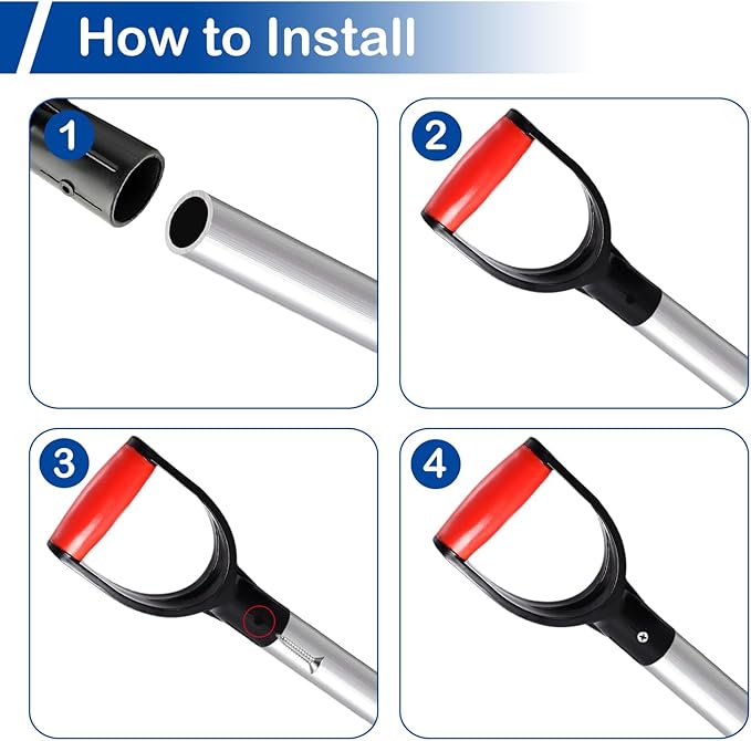 MroMax Shovel D Grip Handle, 1-1/4" Inner Diameter 32mm PVC Spade Snow Shovel Replacement Handle Garden Accessories for Digging Raking Tool Yellow-Black