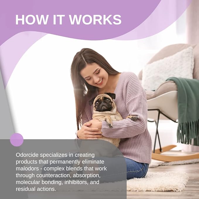 ODORMED Odor Eliminator Concentrate – Pet Odor Eliminator for Strong Odor on Floors, Walls, Cages & More – All-Purpose Carpet Deodorizer w/Safe, Non-Enzymatic Formula (1 Gal, French Lavender Vanilla)