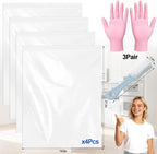 Juome Oven Rack Cleaning Bags, 4 Pack Reusable No Scrub Oven Rack Cleaning Bags Kit with 6 Gloves & 1 Brush, Leak Proof PE Cleaner Bags (19.7 * 27.5 inch) for Deep Soaking BBQ Racks, Grill Grates