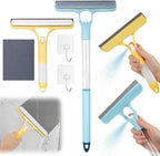 3 in 1 Window Cleaning Scraper, Spray Squeegee, Mirror Cleaner Tool, 3 in 1 Squeegee for Shower Glass, Squeegee with Sprayer, Shower Squeege, Squeegee and Scrubber with Spray, for Mirrors, Bathroom