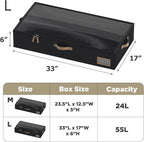 Under Bed Storage, Under Bed Storage Containers Bins for Clothes, Large Linen Underbed Closet Organization Bins, 2 Pack Collapsible Underbed Bin Dorm for Clothes, Sweater, Black