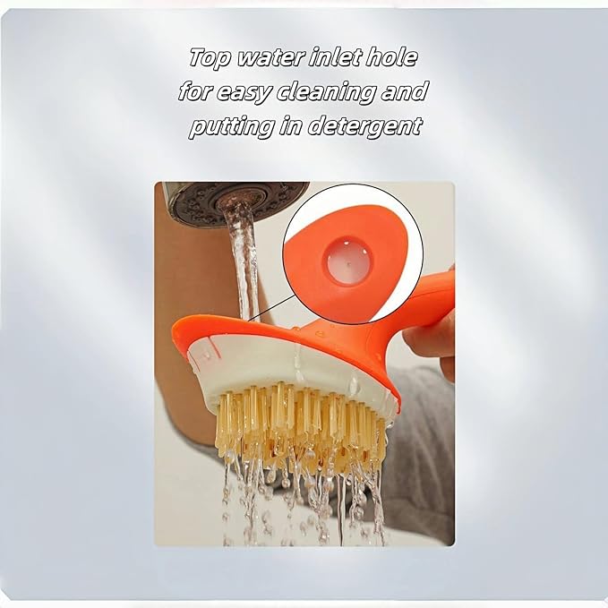 Dish Brush with Handle, Dish Scrubber Brush Set with Built-in Scraper Flush Hole Design Nylon Bristles Safe for Non-Stick & Coated Cookware,Kitchen Brushes for Dishes,Pots, Pans and Sinks (Orange)