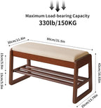 Solid Wood Shoe Bench with Cushion, 2 Tiers Wood Shoe Bench with Flip-Top Storage, 31.5in Shoe Rack for Entryway, Hallway, Walnut Color YD-WD061B