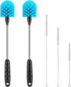 5 Pack Bottle Cleaning Brush Set, Stainless Steel Scrub Cleaner Brush with 15'' Long Handle and 3 Straw Brushes, Flexible for Cleaning Sport Water Bottles, Straws, Coffee Mug, Cups, Baby Bottle