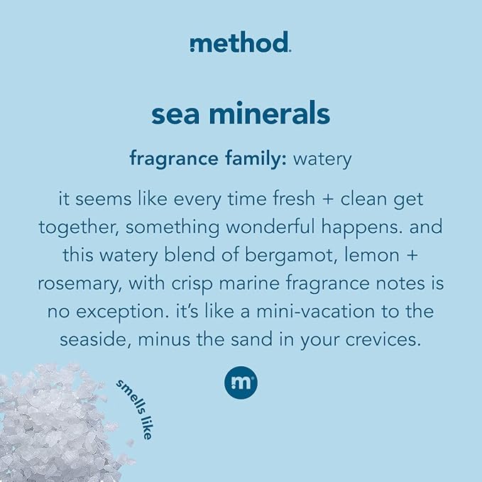 Method Gel Dish Soap, Sea Minerals Scent, Biodegradable Formula, Tough on Grease & Stuck-on Food, Cruelty Free Formula, Made with Recycled Plastic, 18 Fl Oz (Pack of 6)