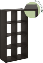 Furinno Cubicle Open Back Decorative Cube Storage Organizer, 8-Cube, Black Dark Oak