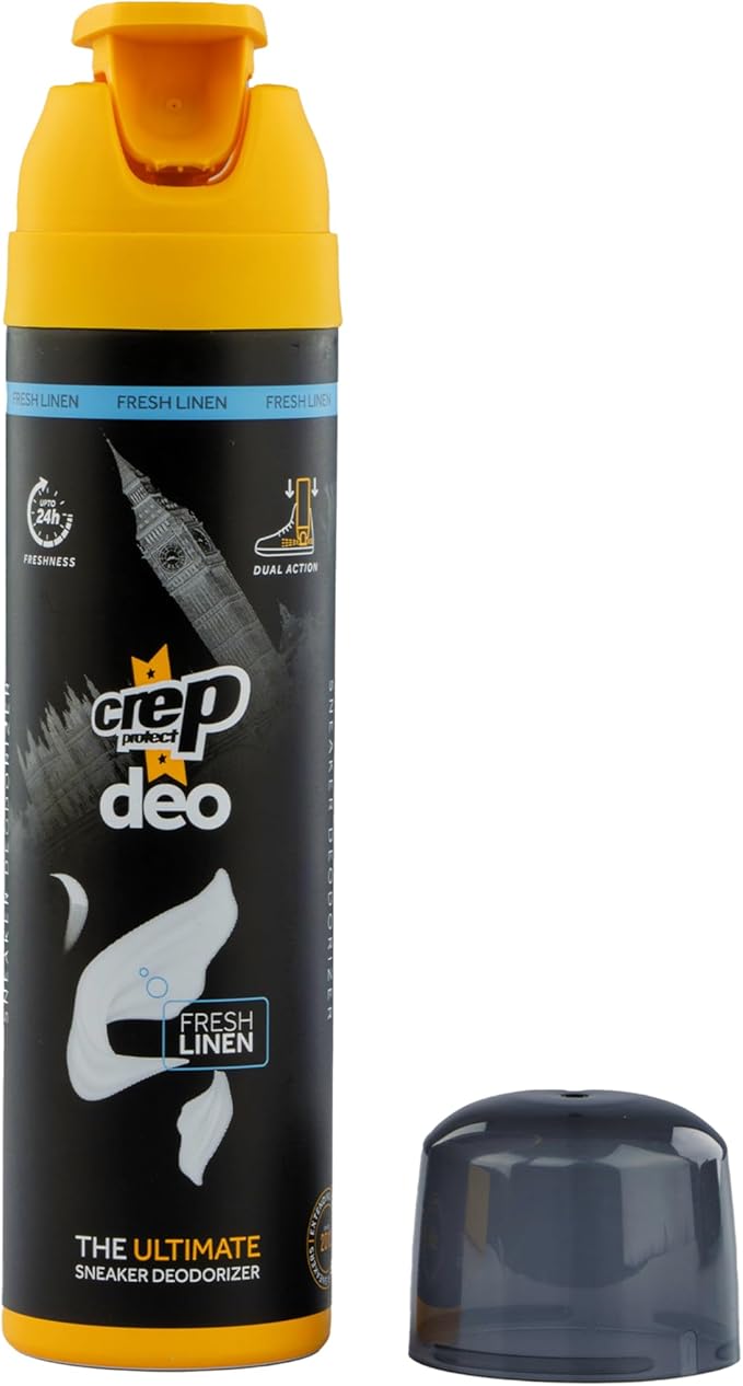 Crep Protect Shoe Deodorizer Spray - Foot & Shoe Odor Eliminator for Smelly Shoes, Sneakers, Boots, Suede & Nubuck - 24-Hour Freshness, Refreshing Scent (Fresh Linen, 5.07oz)