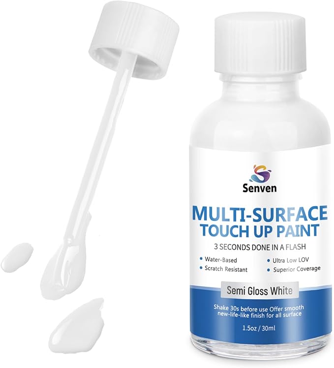 White Paint Multi Surface Semi-Gloss White Touch Up Paint Repair for Wall,Door,Cabinets,Wood,Furniture, Appliance,Tile,Porcelain,Touch Up Paint Pen for Refrigerators,Washers,Dishwashers,Microwave,Oven