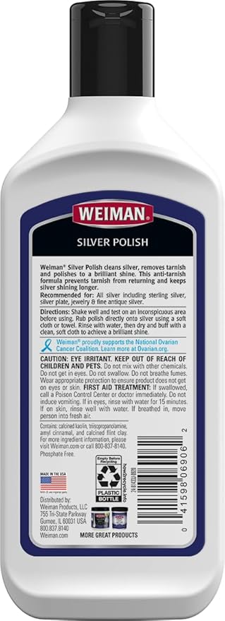 Weiman Silver Cream Cleaner 3-in-1, Anti-Tarnish Technology, Safely Clean, Polish, Shine & Restore, Removes & Prevent Tarnish (Pack of 6)