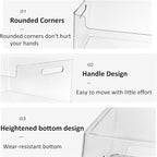 6 PCS Clear Plastic Storage Bins, 2-Sizes Stackable Storage Containers, Pantry Organizers and Storage with Handles, Perfect for Bathroom,Cabinet,Cupboard,Kitchen,Fridge,Closet Organization