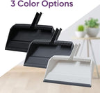 Superio 2-Pack Wide Plastic Dustpan with Comb - 16" Wide, Rubber Lip, Broom Handle Clip, Grey