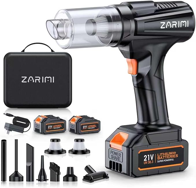 Cordless Handheld Car Vacuum Cleaner, 50,000Pa High-Power Brushless Motor, Rechargeable Dust Buster with 2 Batteries & Charger, 6-in-1 Portable Vacuum Cleaners for Home, Pet Hair, Black