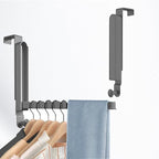 2 Pack Over The Door Hanger Folding Clothes Drying Rack,Fit Door up to 1-3/4" Optimal,Collapsible Foldable Hanging Coat Rack w/Retractable Rod,Clothing Hanger Hook for Laundry Room (Gun Gray)