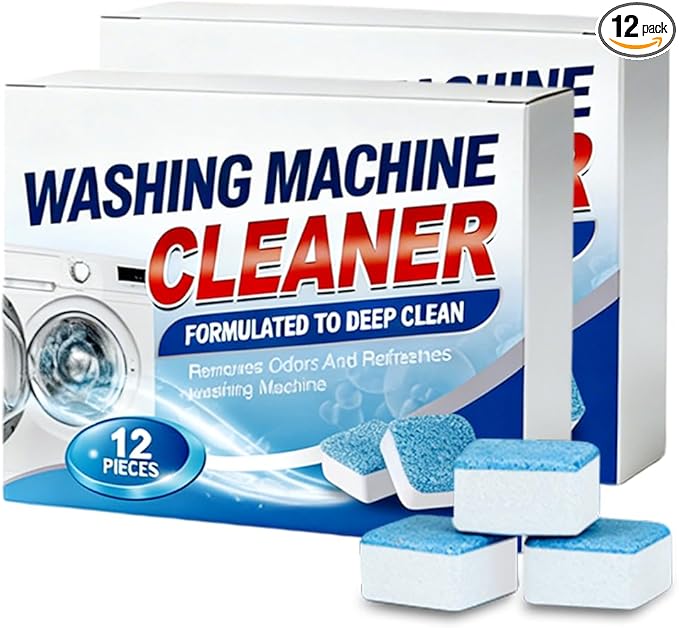 Washing Machine Cleaner Tablets, Deep Cleaning Descaler for Front & Top Load Washers, Clean Inside Drum and Laundry Tub Seal (2 boxes)