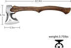 Camping Hatchet -Chopping Axe with Leather Sheath, 22.3" Forged Carbon Steel Wood Splitting Axe for Chopping Camping Survival