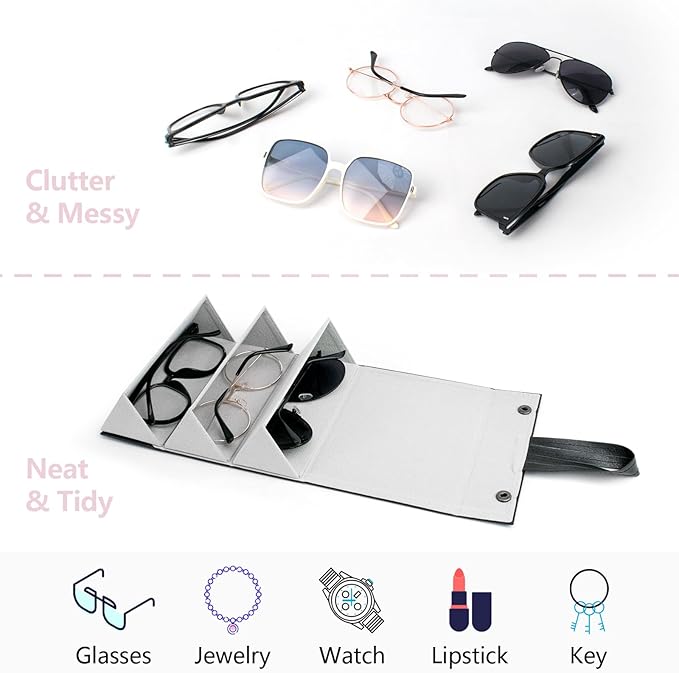 Sunglasses Travel Case,Foldable Eyeglasses Case, Portable Multiple Glasses Case for Women Men Girls
