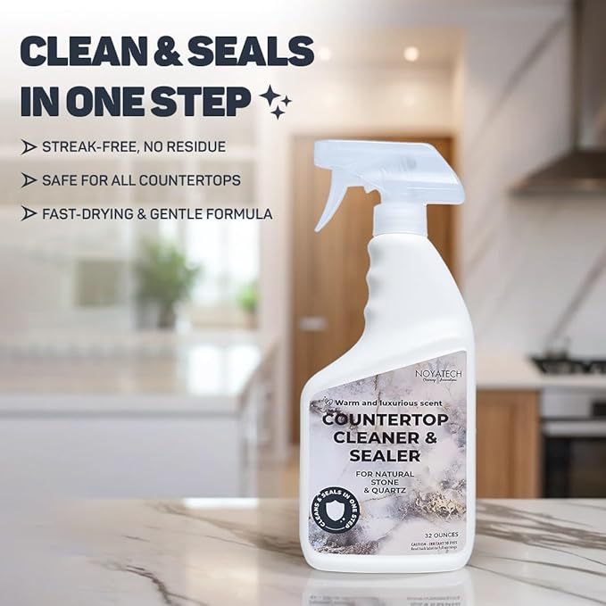 Countertop Cleaner & Sealer – Streak-Free Spray for Granite, Marble & Quartz | Cleans & Protects in One Step | USDA BioBased, Non-Toxic, No Film