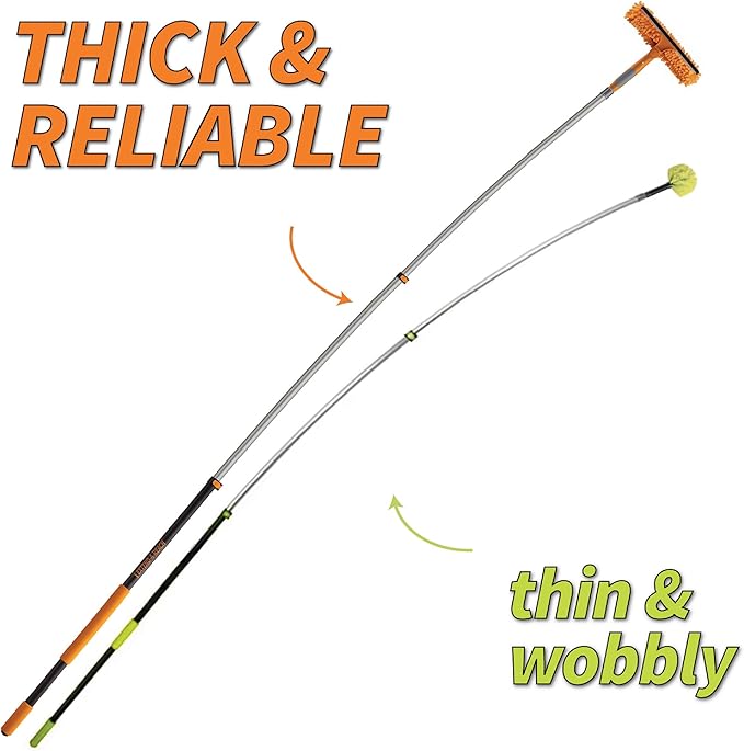 5-24ft Window Washing Kit with Extension Pole (30+ Foot Reach) // Window Cleaning Tool & Window Washer Squeegee with Telescopic Extension Pole // Best Indoor Outdoor Window Washing Equipment
