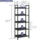 NUMENN Bookshelf, 5 Tier Bookshelves, Home Office Bookcase Shelf Storage Organizer, Free Standing Storage Shelving Unit for Bedroom, Living Room and Home Office, Carbon Fibre