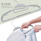BAGAIL Plastic Hangers 50 Pack with Non-Slip Design,0.2 Inches Thick, 360°Swivel Hook Space Saving Organizer for Bedroom Closet,Shirts,Pants(Grey- S Shaped)