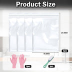 Mity rain 4 packs oven rack cleaner bags kit,Reusable No Scrub Oven Rack Cleaning Bags,Three gloves and one brush,four(19.69*27.56 inch)Leak-Resistant PE Bags,for Deep Soaking Grill Grates, BBQ Racks