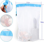 Beach Sand Sifter, 3 Beach Sifting Sand Telescoping Pole Sets with Scoops, Baskets, Mesh Bag, for Kids Picking Up Shells Shovels Shark Teeth