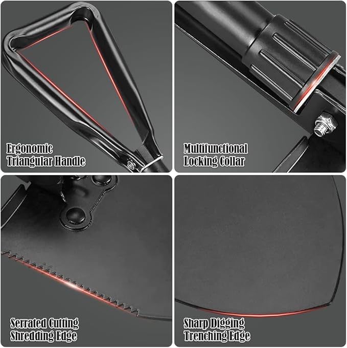 Digging Shovel, 18.5'' Lightweight Camping Shovel Portable High Carbon Steel Folding Mini Trowels for Outdoor Camping Backpacking Hiking Car Emergency Home Garden