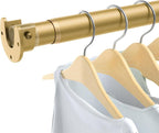 Closet Rods for Hanging Clothes, 17 to 54 Inch Heavy Duty Stepless Adjustable Closet Hanging Rod, 1.3 Inch Diameter Metal Closet Rod for Wardrobes Laundry Bedroom RV, Gold