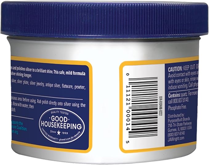 Wright's Silver Cleaner and Polish Cream, 8 Ounce, Gently Clean and Remove Tarnish for Jewelry, Pewter, and Sliver Without Scratching, Ammonia Free