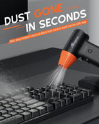 ATEngeus HF600-Pro Compressed Air Duster, 130000RPM Super Power Cordless Electric Air Duster, Rechargeable Handheld Air Blower for PC, Keyboard, Devices, Car, House Cleaning, Car Snow Blower, 3 Gear