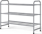Kitsure Shoe Rack - Stainless Steel Shoe Organizer, Sturdy Shoe Rack for Closet and Front Door Entrance, Free Standing Shoe Shelf, Closet Organizers and Storage, 25.6" Wide - 3 Tier, Grey