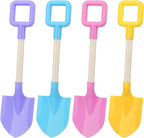Mototo 4 Pieces 16 Inch Beach Shovels Large Beach Spades Multicolor Sand Shovels with Wooden Handle Plastic Shovel for Digging Beach Sandbox Snow Garden Toys Set for Kids Adults (4 Pack, Light Series)