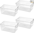 Clear Plastic Storage Bins, Pantry Organizers and Storage Containers Fridge Organizer Bins for Organizing Kitchen Cabinet Organizer Bin Bathroom Freezer Refrigerator Organization