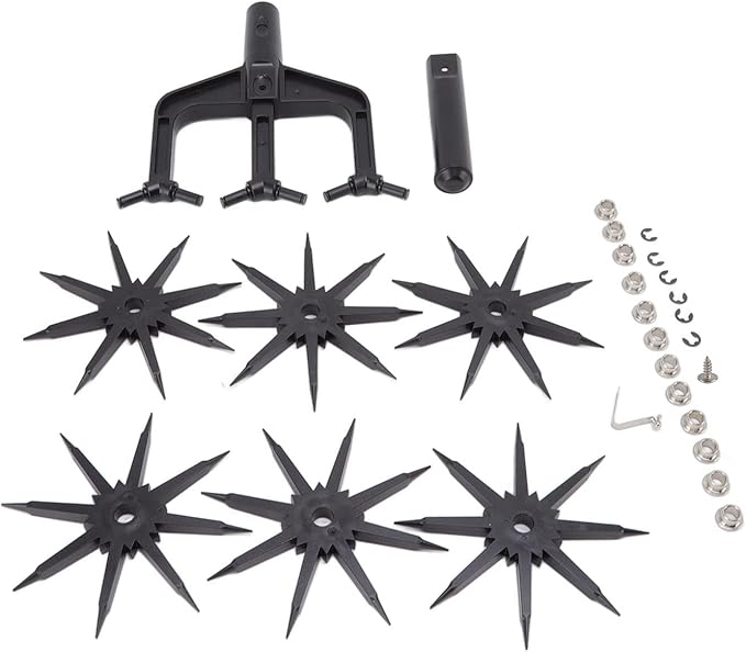 Garden Soil Scarifier, Rotating Cultivator Adjustable Manual Tiller Hand Tools Cultivators Tines Deep Plowing Aeration Reseeding Grass Mixing Loosening Handle Aerate Weed Cultivate Plant Reseed