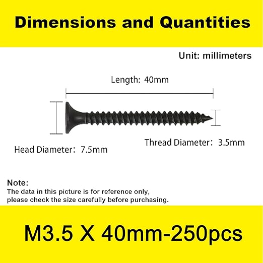 250 pcs Outdoor Wood Screws, Phillips Flat Head Long Screws, Self-Tapping Countersunk Screws, Quick Self-Tapping Deck Screw for Various Woodworking Repairs and DIY Projects #6 x 1-5/8''(40 mm)