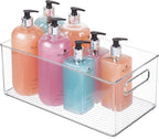 mDesign Deep Plastic Storage Organizer Container Bin, Bath and Shower Organization for Cabinet, Cupboard, Shelves, Counter, or Closet - Holds Shampoo, Vitamins, Ligne Collection, 2 Pack, Clear
