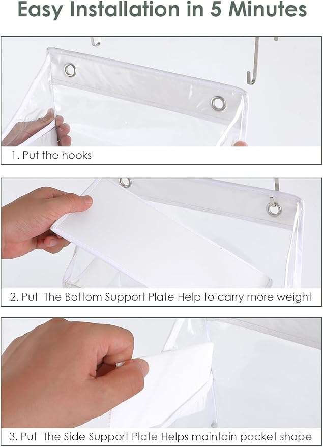 5-Tier Over The Door Organizer, Clear Hanging Storage Organizer, Large Capacity Behind Door Organizer for Bedroom, Baby Nursery, Bathroom, Closet, Pantry and Sundries