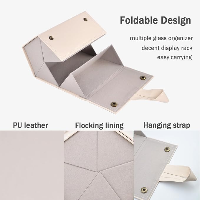 Kenpal Sunglasses Storage Organizer Holder Foldable Travel Case with 5 Slot Compartments for Multiple Glasses