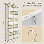 Yecaye 5-Tier Over The Door Organizer Dual-Column, 80lbs Load Over the Door Storage of 10 Compartments, Heavy Duty Extra Large Door Organizer Hanging for Bedroom Closet Nursery Bathroom Pantry, Beige