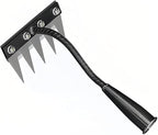 Gardenia Iron Weeding Rake, Iron Rake 2.0 for Gardening and Weeding, Detachable Double-Edged Blade Design Carbon Steel Heavy-Duty Weed Rakes,Hand Weed Puller Tools for Lawn Yard Garden Farm (5 teeths)