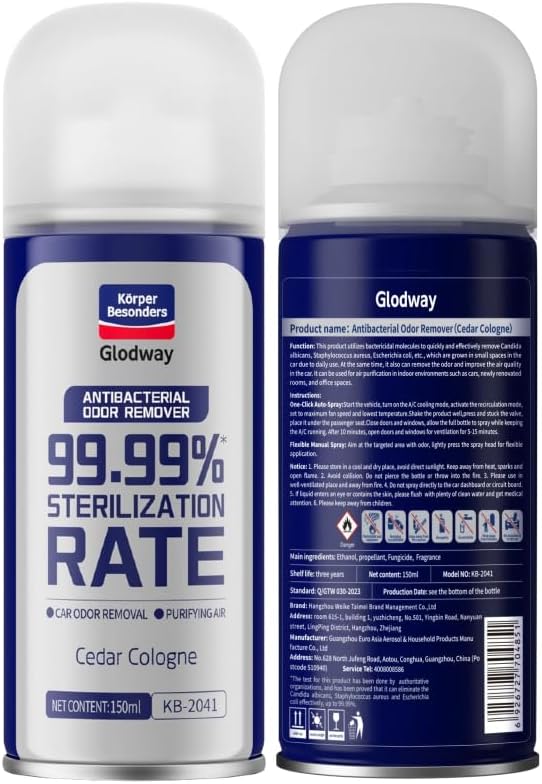 Glodway Air Refresher,Odor Eliminator Remover Spray,Odor Remover,Cologne Long-Lasting Scent For Home,Couch,Mattress,Furniture, bathroom,Fabrics & Trash,6 Ounce,2 pack