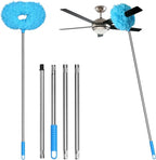 Eunice 13-49.7 Inches Ceiling Fan Duster with Extension Pole, Adjustable and Removable Cleaner Blade for High Ceiling, Fan Cleaner for Window Door Furniture (Blue)