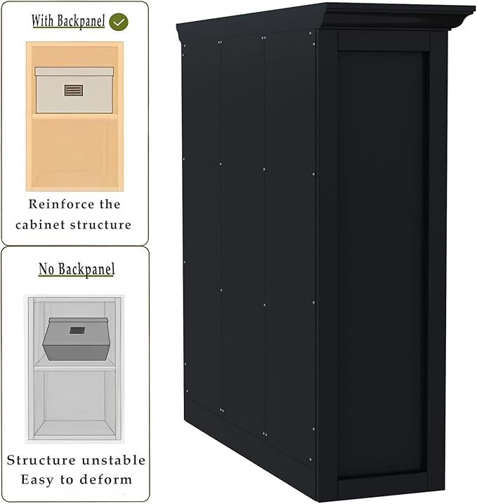 Cube Storage Bookcase with Base - Wooden 3 Tiers Floor Standing Open Shelf Cabinet for Home and Office, 9-Cube Lattice Bookshelf, Black